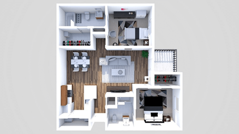 Floor plan for 2 beds, 2 baths, 953 sqft
